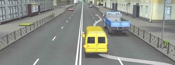 Билет №8, вопрос №7: Водитель автобуса должен выключить указатели левого поворота: