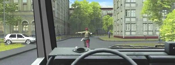 Билет №14, вопрос №7: Такой сигнал рукой, подаваемый водителем мотоцикла, информирует Вас: