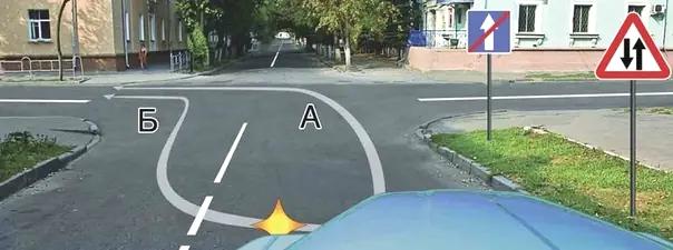 Билет №10, вопрос №8: По какой траектории Вам разрешается выполнить поворот налево?