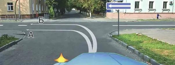 Билет №14, вопрос №8: По какой траектории Вам разрешается выполнить поворот налево?