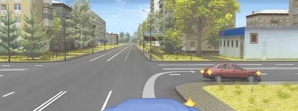 Билет №33, вопрос №8: Разрешается ли Вам выполнить поворот направо по указанной траектории в данной ситуации?