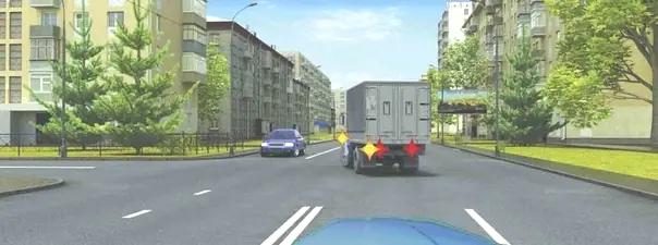 Билет №37, вопрос №10: В данной ситуации для того, чтобы продолжить движение в прямом направлении, Вы имеете право: