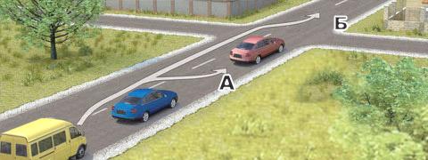 Билет №39, вопрос №11: По какой траектории водителю маломестного автобуса можно выполнить обгон?