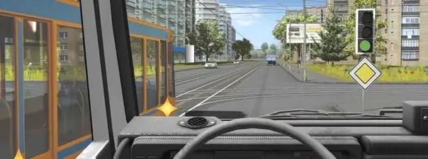 Билет №39, вопрос №13: Вы намерены проехать перекресток в прямом направлении. Ваши действия?