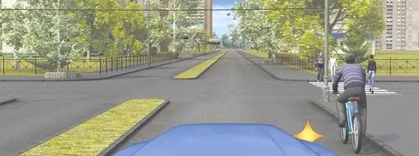 Билет №25, вопрос №14: При повороте направо Вы должны уступить дорогу: