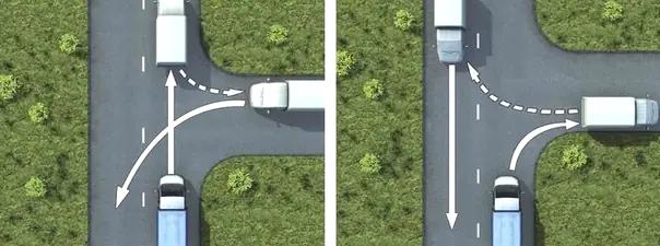 Билет №12, вопрос №19: Способ разворота с использованием прилегающей территории справа, обеспечивающий безопасность движения, показан: