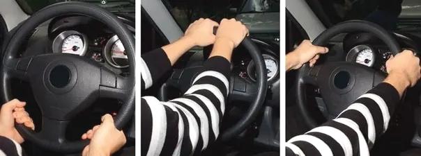 Билет №27, вопрос №20: На каком рисунке показано правильное положение рук на рулевом колесе?
