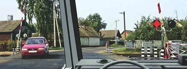 Билет №10, вопрос №16: Разрешен ли Вам въезд на железнодорожный переезд в данной ситуации?