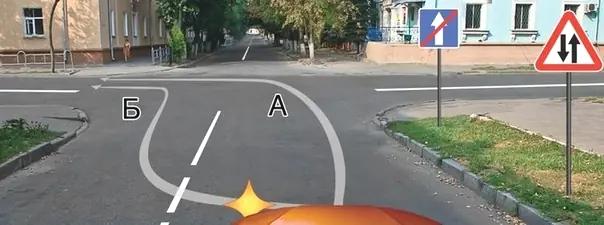 Билет №10, вопрос №8: По какой траектории Вам разрешается выполнить поворот налево?