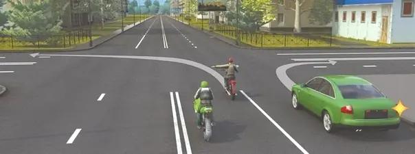 Билет №29, вопрос №8: Кто из водителей нарушает правила поворота на перекрёстке?