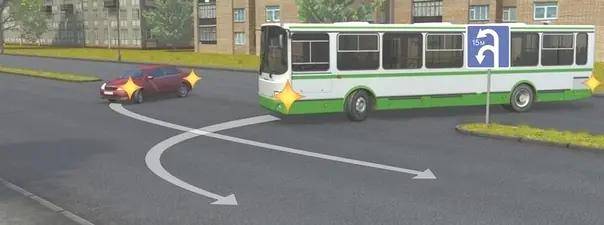 Билет №40, вопрос №9: Кто должен уступить дорогу при одновременном развороте?