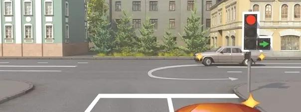 Билет №11, вопрос №13: Обязаны ли Вы при повороте направо уступить дорогу автомобилю, выполняющему разворот?