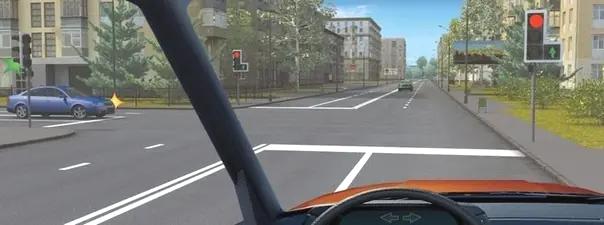 Билет №19, вопрос №13: Вы намерены проехать перекрёсток в прямом направлении. Ваши действия?