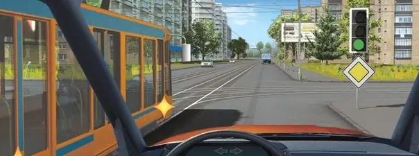 Билет №39, вопрос №13: Вы намерены проехать перекресток в прямом направлении. Ваши действия?