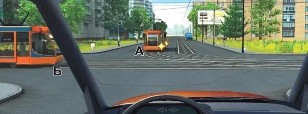 Билет №1, вопрос №14: Вы намерены проехать перекресток в прямом направлении. Кому Вы должны уступить дорогу?