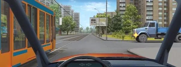 Билет №31, вопрос №14: Вы намерены проехать перекрёсток в прямом направлении. Ваши действия?