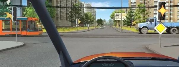 Билет №11, вопрос №15: Вы намерены продолжить движение прямо. При жёлтом мигающем сигнале светофора следует: