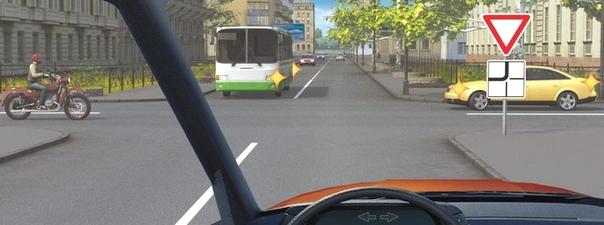 Билет №31, вопрос №15: Кому Вы обязаны уступить дорогу при движении прямо?