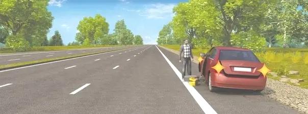 Билет №39, вопрос №16: Нарушил ли водитель Правила при вынужденной остановке на автомагистрали?