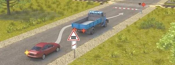 Билет №2, вопрос №16: Разрешается ли водителю выполнить объезд грузового автомобиля?